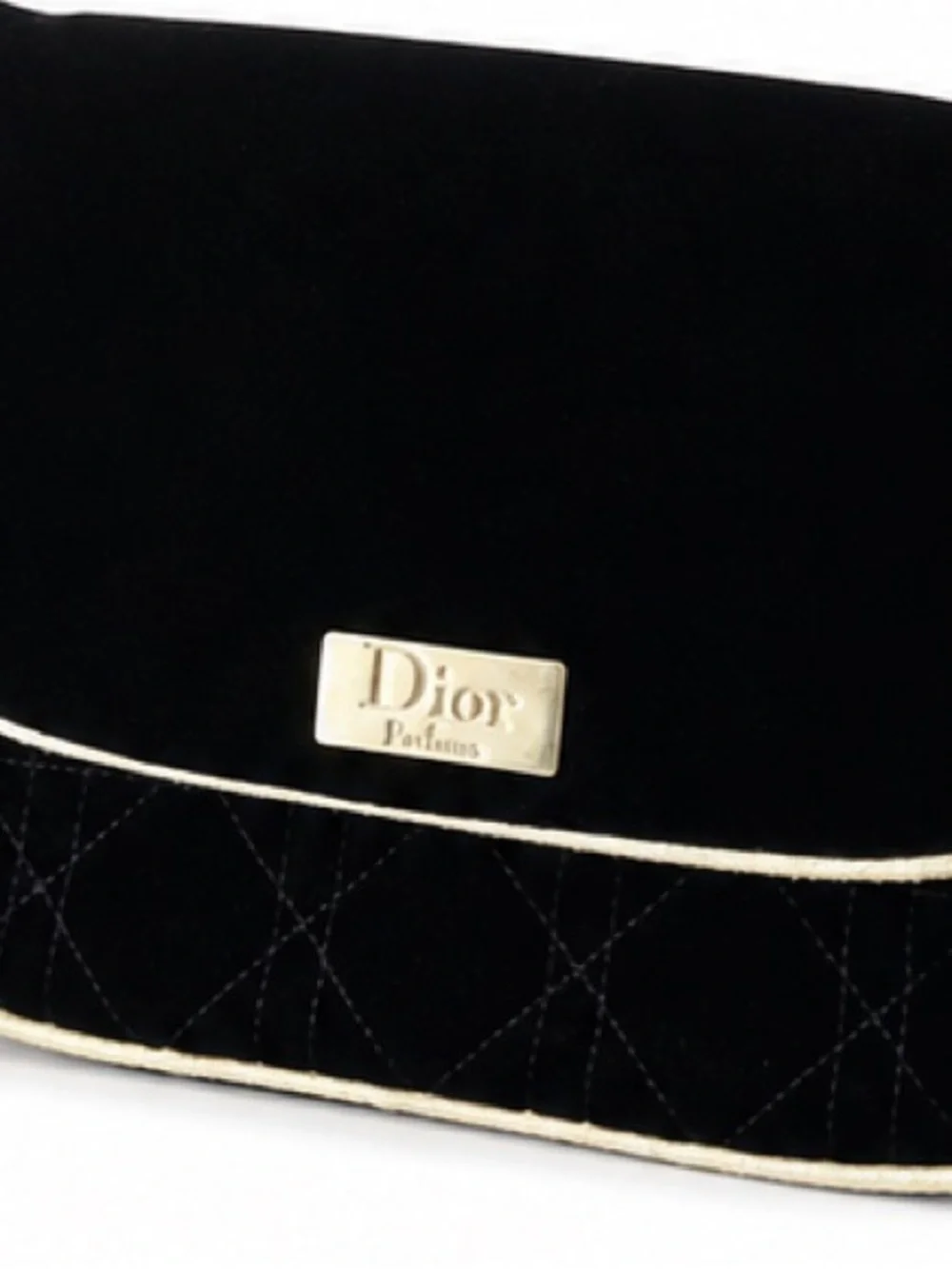 Dior Black Velvet Clutch with Gold Piping